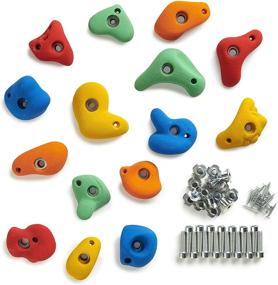 img 4 attached to 🧗 Premium Set of 15 Resin Rock Climbing Holds for Kids | Indoor Outdoor Playground Climbing Wall | Easy Install with Zink Plated Mounting Hardware