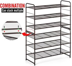 img 3 attached to 👠 AULEDIO Stackable 3-Tier Wire Grid Shoe Rack - Multi-Function Shoe Organizer Storage with Adjustable and Extra Large Capacity - Space Saving Solution for Boots, High Heels, Slippers, and More (Bronze)