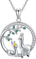 🦙 peimko lucky llama pendant: stylish sterling silver necklaces for women and girls, tree of life alpaca necklace - perfect llama gifts for llama lovers logo