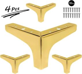 img 3 attached to Seimneire 4pcs 4 Inch Furniture Legs: Modern Metal Gold Triangle Feet for Table, Cabinet, Sofa & More