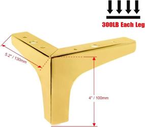 img 1 attached to Seimneire 4pcs 4 Inch Furniture Legs: Modern Metal Gold Triangle Feet for Table, Cabinet, Sofa & More