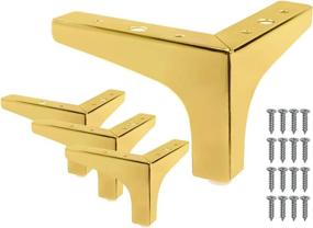 img 4 attached to Seimneire 4pcs 4 Inch Furniture Legs: Modern Metal Gold Triangle Feet for Table, Cabinet, Sofa & More