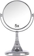 🗼 eiffel tower inspired desk mirror: tabletop makeup mirror with 5x magnification, 360° rotation stand & 5.9-inch height logo
