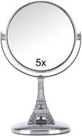 🗼 eiffel tower inspired desk mirror: tabletop makeup mirror with 5x magnification, 360° rotation stand & 5.9-inch height логотип