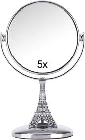 img 2 attached to 🗼 Eiffel Tower Inspired Desk Mirror: Tabletop Makeup Mirror with 5x Magnification, 360° Rotation Stand & 5.9-inch Height