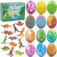 🦕 12pcs bulk surprise dinosaur egg bath bombs for kids - colorful fizzies with toys inside, gentle and safe for girls and boys - perfect birthday, easter, and christmas gift logo