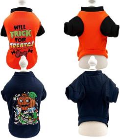 img 3 attached to Shinyeagle 2-Pack Pet Halloween Costume Shirts - Pumpkin Skull Printed Dog Clothes for Halloween Decorations, Cosplay Party Dress Up - Fits Small Dogs, Puppies, and Kitten Cats