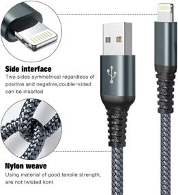 img 3 attached to 🔌 5-пакет сертифицированных кабелей зарядки MFi для iPhone, зарядное устройство Lightning (3/3/6/6/10FT) Apple - кабель быстрой зарядки - оплетенный Lightning-кабель для iPhone 13/12/11/Pro/X/XS/Max/XR/8 Plus/7 Plus (Серый)