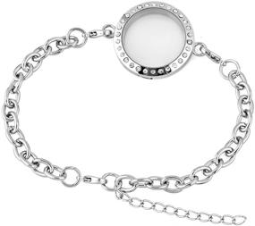 img 2 attached to 🔒 Round Floating Charm Locket Chain Glass Circle Magnetic Bracelet - Enchanting CharmSStory Jewelry for Optimal SEO