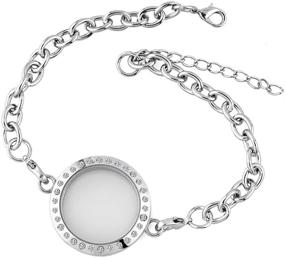 img 3 attached to 🔒 Round Floating Charm Locket Chain Glass Circle Magnetic Bracelet - Enchanting CharmSStory Jewelry for Optimal SEO