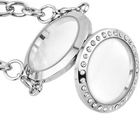 img 1 attached to 🔒 Round Floating Charm Locket Chain Glass Circle Magnetic Bracelet - Enchanting CharmSStory Jewelry for Optimal SEO