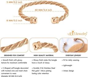 img 1 attached to Adjustable Twisted Wire Cable Open Cuff Bangle Bracelet for Women & Girls by 555Jewelry