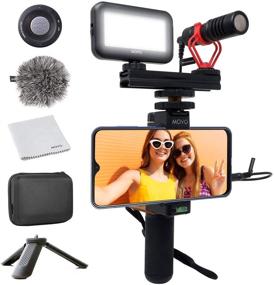 img 4 attached to 📱 Movo Набор для съемки на смартфон: пушечный микрофон, держатель для мобильного телефона, миниатюрный тревел-штатив, светодиодный свет для камеры - Пушечный микрофон Movo VXR10: идеально подходит для iPhone, Android-смартфонов, аксессуаров для цифровых зеркальных камер.