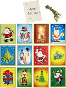 img 1 attached to 🎁 Улучшенная SEO: Набор из 144 бирок для рождественских подарков Iconikal - 12 праздничных дизайнов