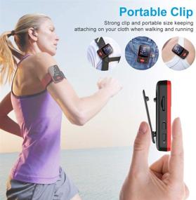 img 3 attached to 🎧 Red Clip Mp3 Player with Bluetooth 5.0 - 16GB Lossless Sound Music Player | FM Radio, Voice Recorder and Video Earphones Included | Perfect for Running | Supports up to 128GB