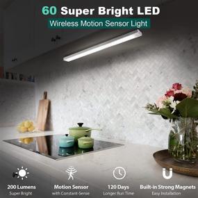 img 3 attached to 💡 60 LED Battery Powered Closet Lights - BLS Super Bright Under Cabinet Lighting, Motion Sensor Light Indoor, Wireless Lights, 2400mah Rechargeable Battery Operated Lights, Long-lasting 120 Days Run Time