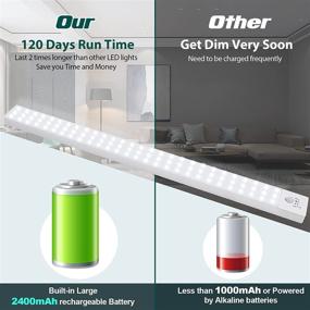 img 2 attached to 💡 60 LED Battery Powered Closet Lights - BLS Super Bright Under Cabinet Lighting, Motion Sensor Light Indoor, Wireless Lights, 2400mah Rechargeable Battery Operated Lights, Long-lasting 120 Days Run Time