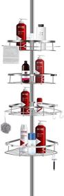 img 4 attached to 🚿 Stainless Steel Shower Caddy, LI LIBZAKI Tension Pole Caddy, Rustproof Bathtub Storage Organizer for Hand Soap, Body Wash, Adjustable Height: 3.7 to 9ft