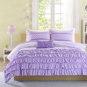 img 3 attached to 🌸 Mi Zone Morgan Cozy Comforter Set - Polka Dot Ruffle Design, All Season Down Alternative Bedding - Purple Full/Queen 4 Piece