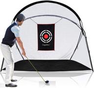 improve your golf game with a high-quality golf practice net: perfect for backyard and indoor use, includes carry bag and target cloth (various sizes available) logo