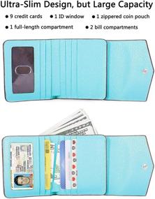 img 3 attached to AINIMOER Women's Leather RFID Blocking Mini Bifold Pocket Purse with Zipper, Small Card Holder Wallets