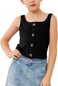 img 4 attached to 🌞 Batermoon Sleeveless Girls' Ribbed Button Tops: Perfect for Summer