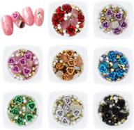 💅 eternal 8-piece nail art set: 3d rose rhinestones, mixed gems, metal flower charms, and pearls - ideal for diy nail design, craft decoration for women and girls logo
