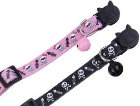 img 1 attached to Safe Halloween Puppy Collars - Pack of 2 BoomBone Skull Cat Collar Breakaway with Bell