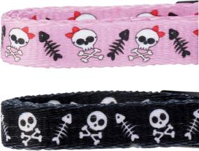 img 2 attached to Safe Halloween Puppy Collars - Pack of 2 BoomBone Skull Cat Collar Breakaway with Bell