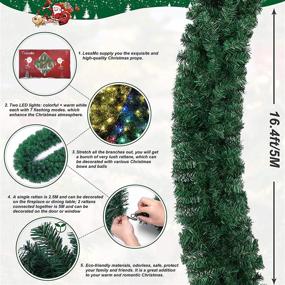 img 1 attached to 🎄 16.4 Feet Christmas Garlands Decorations, Green Artificial Greenery Tree Branch with 2 Pack LED Lights, for Outdoor or Indoor Fireplaces Stair Garden Yard Christmas Party Decor by LessMo