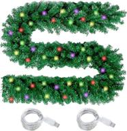🎄 16.4 feet christmas garlands decorations, green artificial greenery tree branch with 2 pack led lights, for outdoor or indoor fireplaces stair garden yard christmas party decor by lessmo logo
