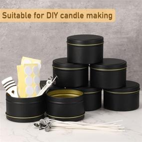 img 1 attached to 🕯️ 24-Piece 8 oz Candle Travel Tins: Metal Round Containers for DIY Candle Making & Crafts (Black)