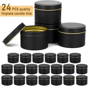 img 2 attached to 🕯️ 24-Piece 8 oz Candle Travel Tins: Metal Round Containers for DIY Candle Making & Crafts (Black)