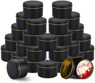 🕯️ 24-piece 8 oz candle travel tins: metal round containers for diy candle making & crafts (black) logo