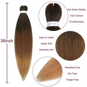 img 1 attached to 🔥 8 Packs Pre-Stretched 3 Tone Ombre Braiding Hair for Braids Twist - 26 Inch Itch-Free Hot Water Setting Yaki Texture Synthetic Hair Extension (T1B/30/27#)