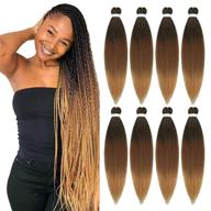 🔥 8 packs pre-stretched 3 tone ombre braiding hair for braids twist - 26 inch itch-free hot water setting yaki texture synthetic hair extension (t1b/30/27#) logo