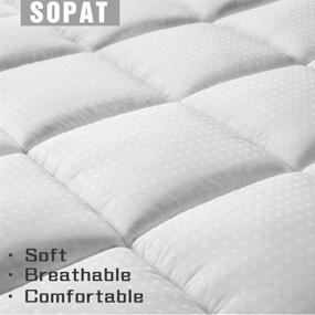 img 2 attached to 🛏️ SOPAT Extra Thick Cooling Mattress Topper with Double Border - Queen Size Pillow Top Construction (8-21Inch Deep Pocket), Down Alternative Fill, Breathable Pad Cover