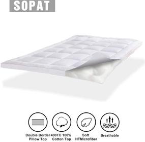 img 3 attached to 🛏️ SOPAT Extra Thick Cooling Mattress Topper with Double Border - Queen Size Pillow Top Construction (8-21Inch Deep Pocket), Down Alternative Fill, Breathable Pad Cover