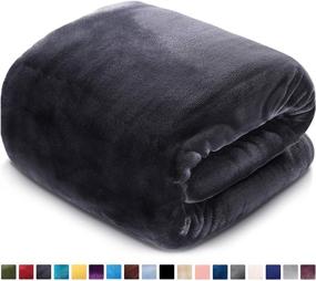 img 4 attached to 🔲 Fleece Queen Size Blanket: Super Soft Plush 330GSM for All Seasons - 90x90 Inches - Dark Grey