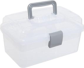 img 4 attached to 📦 Clear Gray Multipurpose First Aid, Arts & Craft Supply Case/Storage Container Box with Removable Tray from MyGift