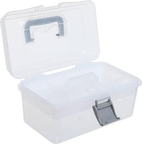 img 1 attached to 📦 Clear Gray Multipurpose First Aid, Arts & Craft Supply Case/Storage Container Box with Removable Tray from MyGift