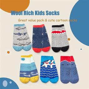 img 3 attached to Kids Winter Warm Thicken Thermal Crew Socks for Boys - 6 Pairs of Boys Wool Socks