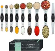 🥄 tibroni magnetic measuring spoons set - 9 piece stainless steel 18/8 teaspoon set - convenient stackable design - ideal for spice jars or liquid measurements logo