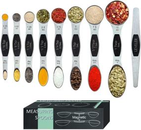 img 4 attached to 🥄 Tibroni Magnetic Measuring Spoons Set - 9 Piece Stainless Steel 18/8 Teaspoon Set - Convenient Stackable Design - Ideal for Spice Jars or Liquid Measurements