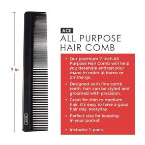 img 3 attached to ACE GOODY ACE All Purpose Hair Comb - 7 Inch Black - Fine Comb Teeth for Thin to Medium Hair - Ideal for All Hair Types