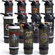 🎸 ac/dc smartshake revive shaker bottles - 25 oz protein mixes & shaker cup with storage for powder + protein shakes - rock band collection - smart shaker bottles for workout logo