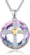 💎 sparkling cross necklace for women: 925 sterling silver crystal pendant with butterfly, a chic christian jewelry gift for women and teen girls logo