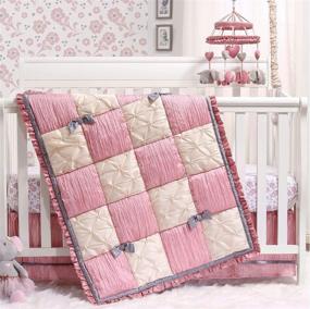 img 4 attached to The Peanutshell Bella Baby Girls' Crib Bedding Set, 3-Piece Nursery Collection: Crib Quilt, Fitted Crib Sheet, Dust Ruffle