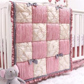 img 2 attached to The Peanutshell Bella Baby Girls' Crib Bedding Set, 3-Piece Nursery Collection: Crib Quilt, Fitted Crib Sheet, Dust Ruffle