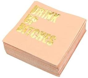 img 4 attached to 🍑 Bachelorette Party Supplies, Peach Paper Napkins with Gold Foil (5 x 5 Inches, Pack of 50)